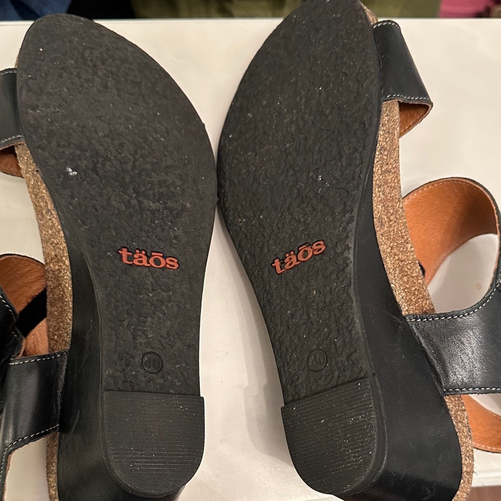 Taos Black Sandals with Distressed Silver Accents - Picture 2 of 3